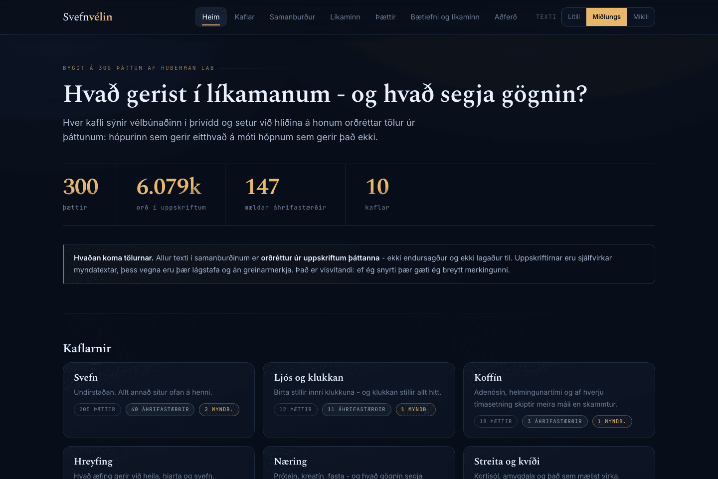 Forsíða Svefnvélarinnar með köflum um svefn og líkamann